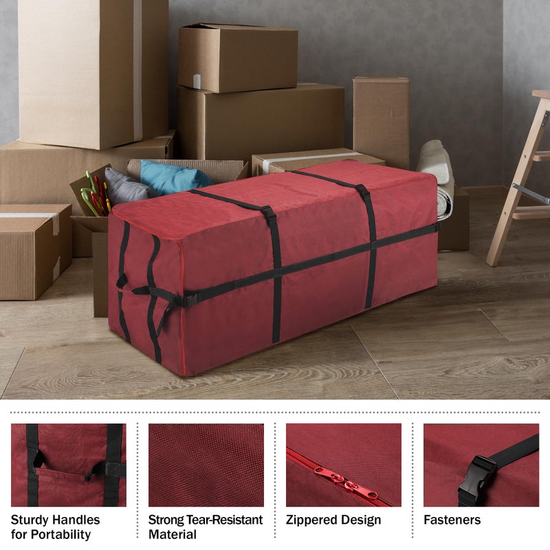Elf Stor Heavy Duty Canvas Christmas Tree Storage Bag with Straps, fits up to 6 ft Tree, Red - Image 5